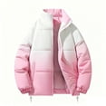thumbnail image 1 of Lovzfmll Gradient Puffer Jacket for Men, Thickened Winter Coat, Stand Collar Zip Front, Quilted, Winter Jackets, Men's Color Block Outerwear, 1 of 3