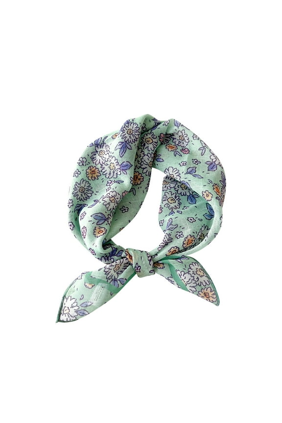 Hair Neck Scarf Bandanas for Women, Cute Soft Cotton Linen Floral Head Wrap, Protective Coverage Headband