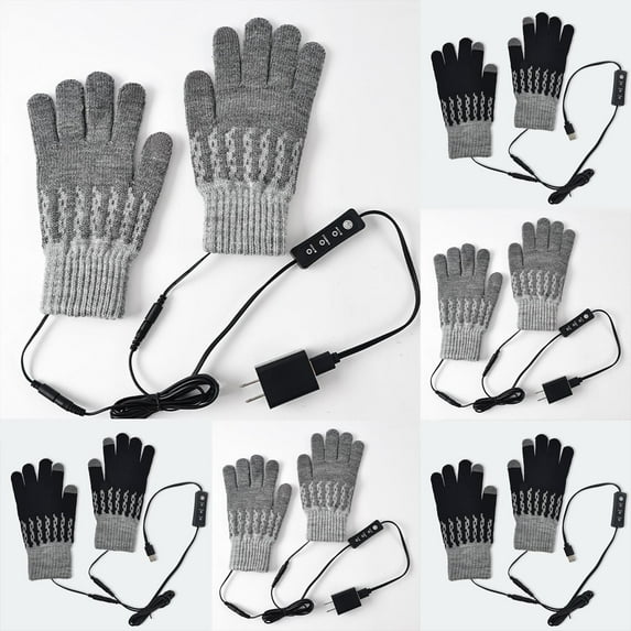 Lovzfmll Heated Gloves for Men and Women, Rechargeable Full Finger Winter Gloves, Adjustable Temperature Control, Machine Washable, Gray