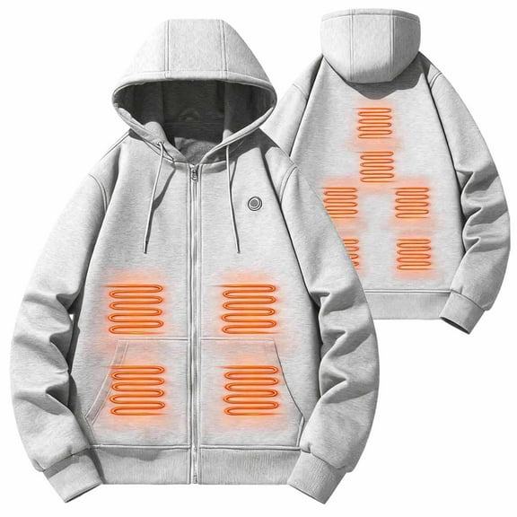 Lovzfmll Heated Hoodie for Men, 10-Zone Heating, Single Control, USB Charging, Fleece Lined, Winter Electric Jacket, Warm Outdoor Outerwear