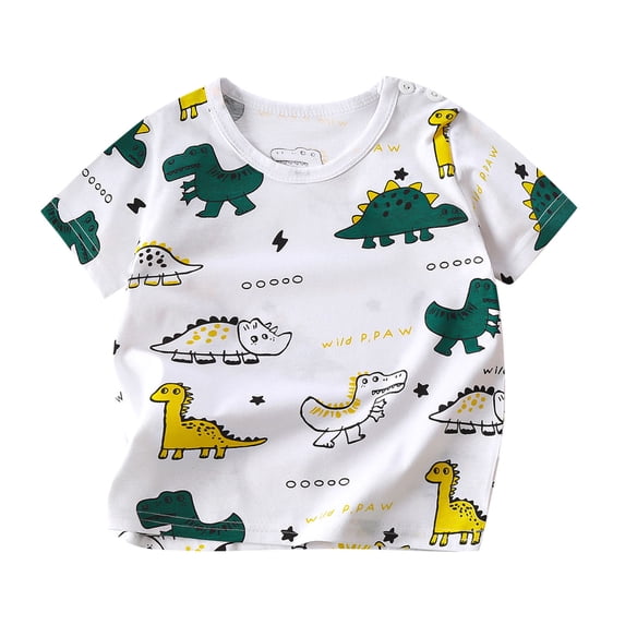 Lovzfmll Infant Boy's T-Shirts, Cartoon Print Short Sleeve Tee, Casual Loose Fit Pullover Graphic Tees for 6-9 Months