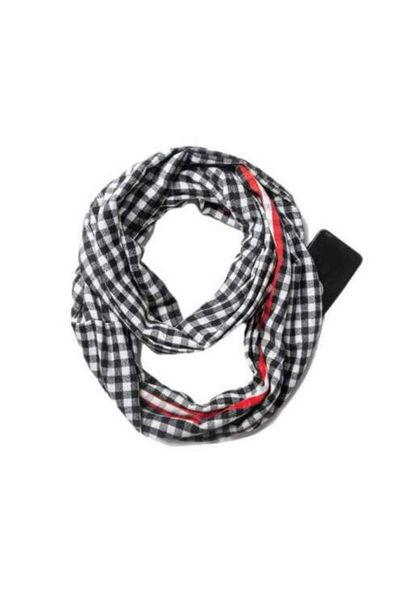 Infinity Scarf for Women & Men, Plaid Thick Winter Neck Warmer with Zipper Pocket, Couple Matching Scarf
