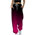 thumbnail image 1 of Lovzfmll Jogger Pants for Women, Gradient Print High Waist Casual, Relaxed Fit Lounge Pants Hot Pink, L, 1 of 4