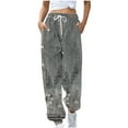 thumbnail image 1 of Lovzfmll Jogger Pants for Women, Printed Drawstring Elastic Waist, Casual Ankle Length Joggers Gray, S, 1 of 7