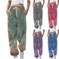 thumbnail image 1 of Lovzfmll Jogger Pants for Women, Printed Drawstring Elastic Waist, Casual Ankle Length Joggers Green, S, 1 of 8