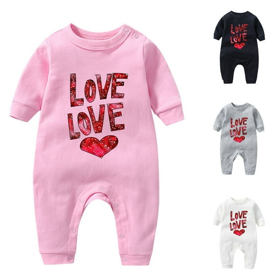 Lovzfmll Jumpsuit for Toddler Boys Girls, Valentine Love Heart Print Snap Onesie, Long Sleeve Fun Holiday Pajamas, Cozy Loungewear for Party for 3-6 Months