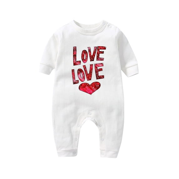 Lovzfmll Jumpsuit for Toddler Boys Girls, Valentine Love Heart Print Snap Onesie, Long Sleeve Fun Holiday Pajamas, Cozy Loungewear for Party for 3-6 Months