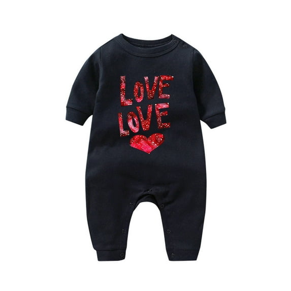 Lovzfmll Jumpsuit for Toddler Boys Girls, Valentine Love Heart Print Snap Onesie, Long Sleeve Fun Holiday Pajamas, Cozy Loungewear for Party for 9-12 Months