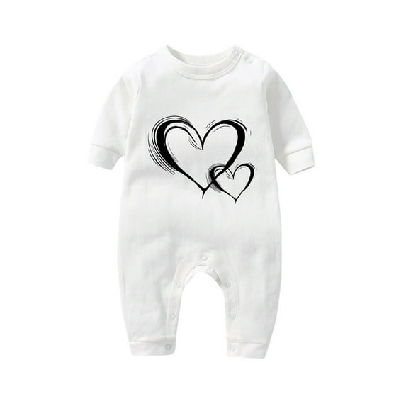 Lovzfmll Jumpsuit for Toddler Boys Girls, Valentine's Day Heart Print Snap Onesie, Long Sleeve Fun Holiday Pajamas, Cozy Loungewear for Party for 12-18 Months