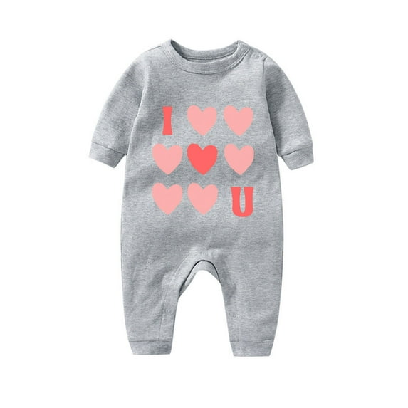 Lovzfmll Jumpsuit for Toddler Boys Girls, Valentine's Day Heart Print Snap Onesie, Long Sleeve Fun Holiday Pajamas, Cozy Loungewear for Party for 12-18 Months