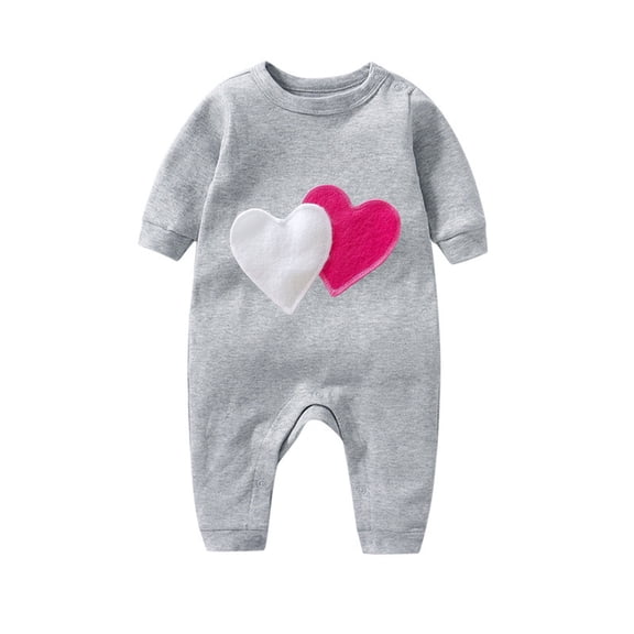 Lovzfmll Jumpsuit for Toddler Boys Girls, Valentine's Day Heart Print Snap Onesie, Long Sleeve Fun Holiday Pajamas, Cozy Loungewear for Party for 3-6 Months