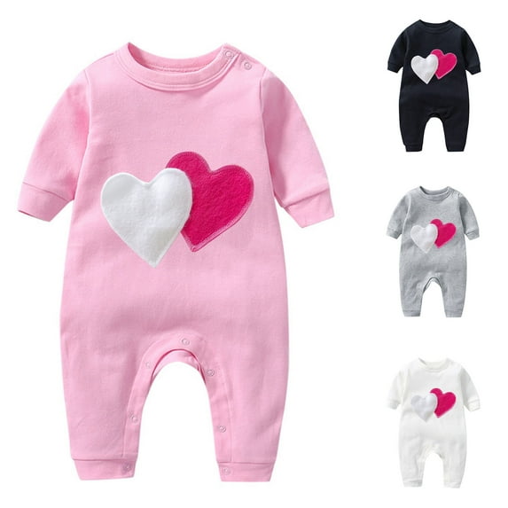 Lovzfmll Jumpsuit for Toddler Boys Girls, Valentine's Day Heart Print Snap Onesie, Long Sleeve Fun Holiday Pajamas, Cozy Loungewear for Party for 3-6 Months