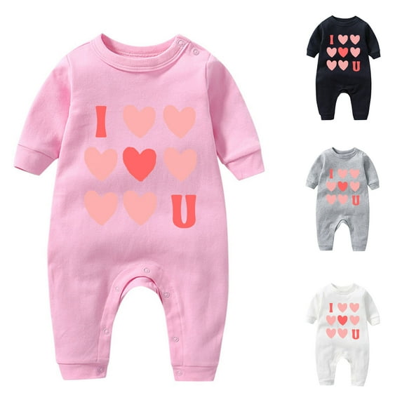 Lovzfmll Jumpsuit for Toddler Boys Girls, Valentine's Day Heart Print Snap Onesie, Long Sleeve Fun Holiday Pajamas, Cozy Loungewear for Party for 3-6 Months