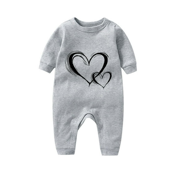 Lovzfmll Jumpsuit for Toddler Boys Girls, Valentine's Day Heart Print Snap Onesie, Long Sleeve Fun Holiday Pajamas, Cozy Loungewear for Party for 6-9 Months