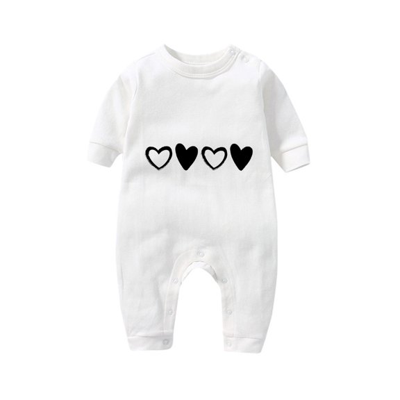 Lovzfmll Jumpsuit for Toddler Boys Girls, Valentine's Day Heart Print Snap Onesie, Long Sleeve Fun Holiday Pajamas, Cozy Loungewear for Party for 9-12 Months