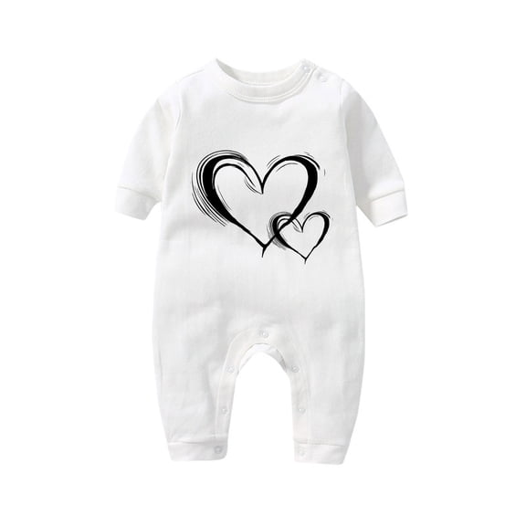Lovzfmll Jumpsuit for Toddler Boys Girls, Valentine's Day Heart Print Snap Onesie, Long Sleeve Fun Holiday Pajamas, Cozy Loungewear for Party for 9-12 Months