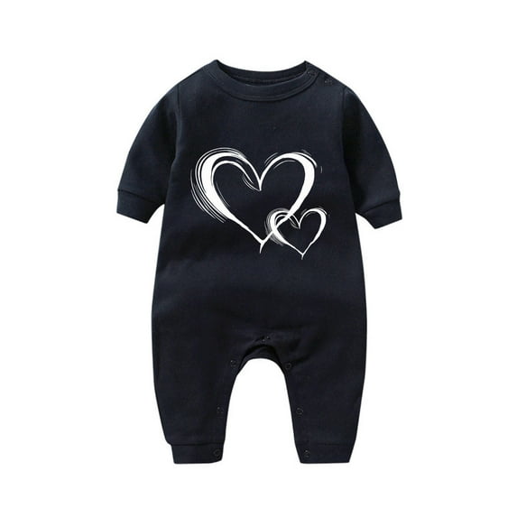Lovzfmll Jumpsuit for Toddler Boys Girls, Valentine's Day Heart Print Snap Onesie, Long Sleeve Fun Holiday Pajamas, Cozy Loungewear for Party for 9-12 Months