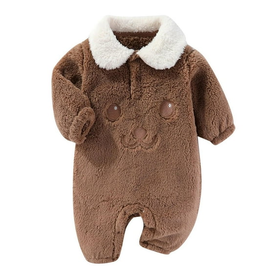 Lovzfmll Jumpsuit for Toddler Boys Girls, Plush Fleece Snap Onesie, Long Sleeve Cozy Pajamas, Soft Solid Color Winter Wear for 3-6 Months