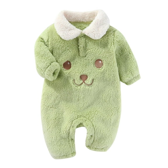Lovzfmll Jumpsuit for Toddler Boys Girls, Plush Fleece Snap Onesie, Long Sleeve Cozy Pajamas, Soft Solid Color Winter Wear for 9-12 Months
