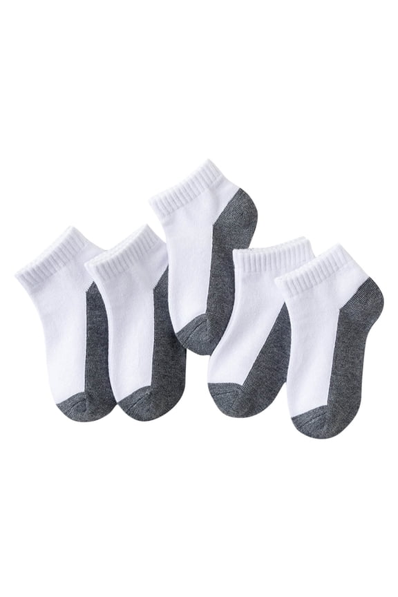 Kids Ankle Socks 5-Pair Pack Boys Girls Athletic Sports Socks Moisture Wicking Breathable Casual Socks for Toddler & Kids 1-12 Years Students School Running