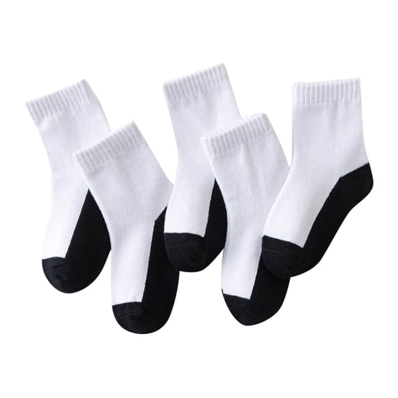 Lovzfmll Kids Crew Socks 5-Pair Pack for Boys & Girls, Mid-Calf Moisture Wicking Breathable Solid Color Athletic Sports Socks