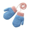 thumbnail image 1 of Lovzfmll Kids' Knit Mittens with Neck Strap, Kids's Fleece Lined Winter Gloves for Outdoor Cold Protection Ages 1-3 Years, Blue, 1 of 3