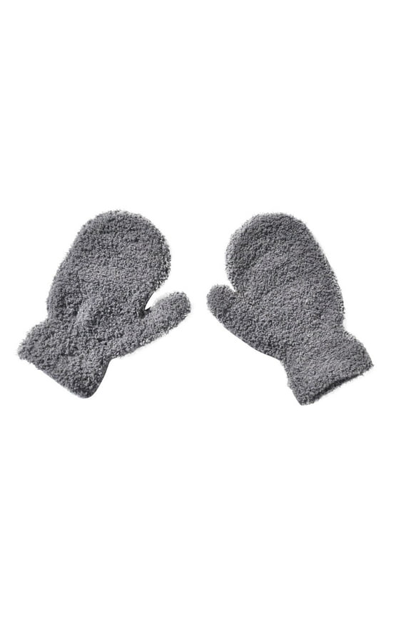 Kids' Plush Mittens, Kids's Solid Color Winter Gloves, Fleece Lined Comfortable Warm for Daily Winter Play 5-11 Years, Gray