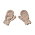 thumbnail image 1 of Lovzfmll Kids' Plush Mittens, Kids's Solid Color Winter Gloves, Fleece Lined Comfortable Warm for Daily Winter Play 5-11 Years, Khaki, 1 of 2