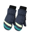 thumbnail image 1 of Lovzfmll Kids' Print Ski Gloves, Kids's Water Resistant Outdoor Gloves, Fleece Lined Winter Sports for Ages 2-5 Years, Navy, 1 of 7
