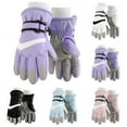 thumbnail image 1 of Lovzfmll Kids' Print Ski Gloves, Kids's Water Resistant Outdoor Gloves, Fleece Lined Winter Sports for Ages 4-12 Years, Purple, 1 of 3