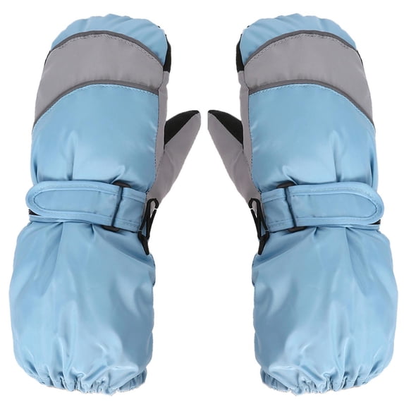Lovzfmll Kids' Ski Gloves, Kids's Waterproof Snow Mittens, Outdoor Winter Sports Gloves with Fleece Lining and Adjustable Wrist Strap, Sky Blue