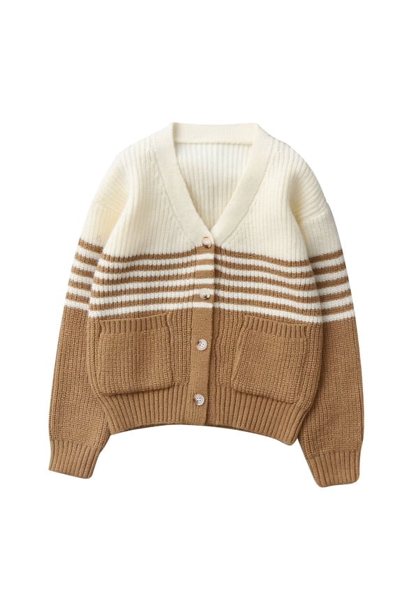 Kids Teens Boys Girls Essential Knit Cardigan, Basic Ribbed Open Front, Go-To Warm Winter Coat for Layering for 5-14 Years