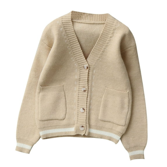 Lovzfmll Kids Teens Boys Girls Ribbed Knit Cardigan, Open Front Versatile Wear, Essential Warm Winter Coat for Teens for 5-14 Years