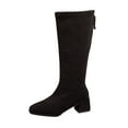 thumbnail image 1 of Lovzfmll Knee High Boots Women, Boots Square Toe Back Zipper Low Heel, Block Heel Chelsea Boots Casual Black Boots, 1 of 8