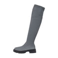 thumbnail image 1 of Lovzfmll Knee High Boots Women, Over The Knee Sock Boots Stretch Chunky Heel, Chunky Mid Heel Round Toe Chelsea Boots Casual Fall Gray Boots, 1 of 8