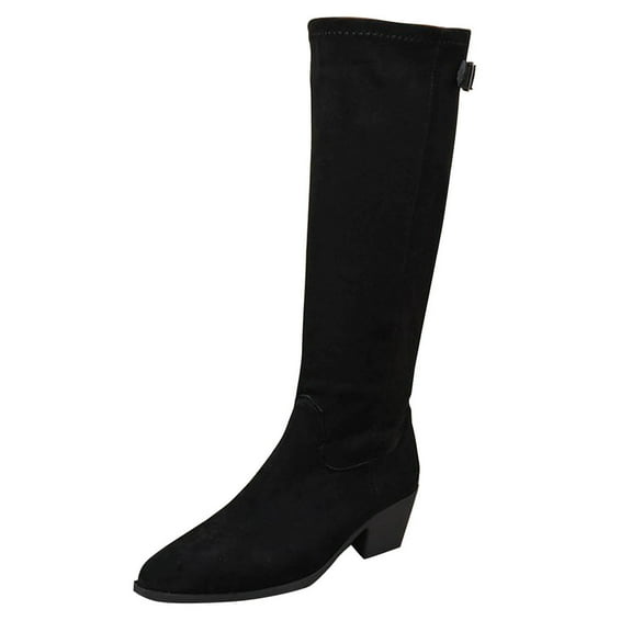 Lovzfmll Knee High Boots Women, Over The Knee Stretch Boots Chunky Block Heel, Pointed Toe Chelsea Boots Casual Fall Black Boots