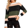thumbnail image 1 of Lovzfmll Ladies Tops and Blouses, Womens Long Sleeve Round Neck Shirts Basic Tee Fall Tops Outfits Loose Clothes Color Block Casual Knitwear Pullover Sweater Tops Blouse Army Green XL, 1 of 5