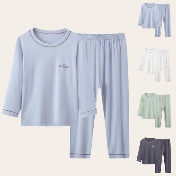 Lovzfmll Lightweight Long Sleeve Pajama Set, Round Neck Top & Loose Pants for Boys & Girls, Lounge Wear Outfits for Toddler 3-4 Years