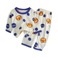 thumbnail image 1 of Lovzfmll Lightweight Spring Pajama Set, Long Sleeve Round Neck Top & Straight Pants for Boys & Girls, Sleepwear Outfits for Toddler 3-4 Years, 1 of 8