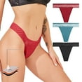 thumbnail image 1 of Lovzfmll Lingerie for Women, Solid Color Thong Panties, Lace Trim Breathable Briefs, Period Leakproof Comfortable Underwear, 1 of 4