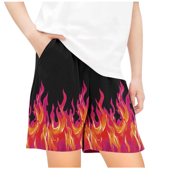 Lovzfmll Little Boy's Shorts, Floral Print Hawaiian Beach Shorts with Pockets, Elastic Waist Vacation Outfits for 5-6 Years