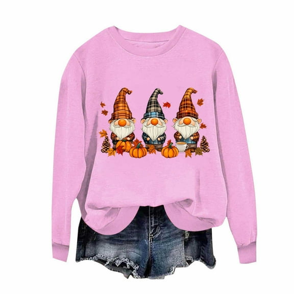 Lovzfmll Long Sleeve Shirts for Women, Thanksgiving Print Tops Sweatshirt, Loose Fit Going Out Fall Blouses Casual Pullover