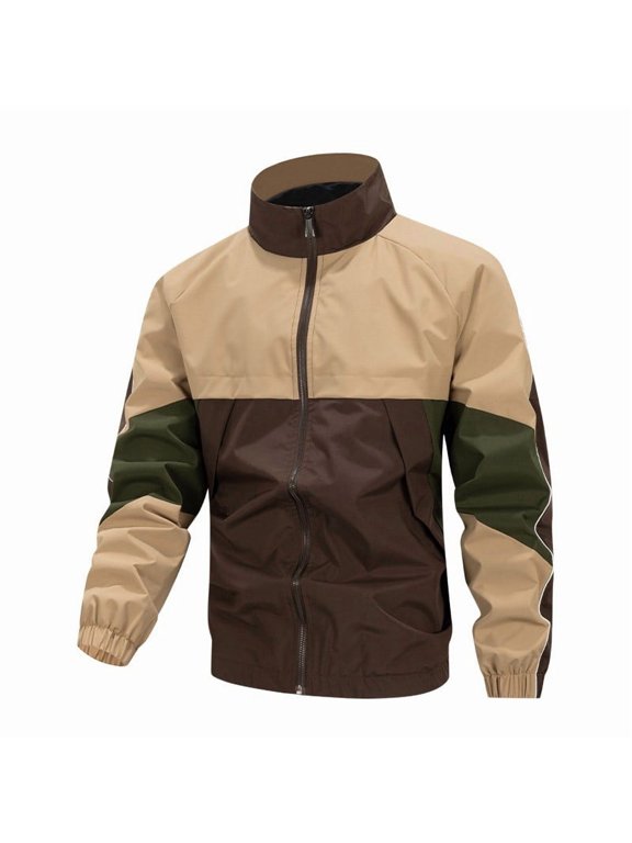 Men's Baseball Work Jacket, Sporty Casual Coat, Outdoor Windbreaker, Long Sleeve Zip Up, Fall Clothing, Men's Outerwear