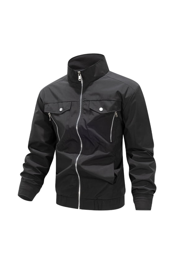Men's Baseball Work Jacket, Sporty Casual Coat, Outdoor Windbreaker, Long Sleeve Zip Up, Fall Clothing, Men's Outerwear