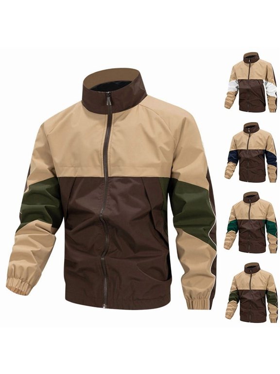 Men's Baseball Work Jacket, Sporty Casual Coat, Outdoor Windbreaker, Long Sleeve Zip Up, Fall Clothing, Men's Outerwear
