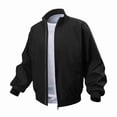 thumbnail image 1 of Lovzfmll Men's Bomber Jacket, Solid Color Stand Collar, Flight Jacket, Long Sleeve Casual Classic Fall Jackets for Men, 1 of 2