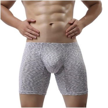 Lovzfmll Men's Boxer Briefs, Soft and Breathable Cotton Underwear with Comfort Waistband Underwear Angle Underwear Sexy Solid Color Low Waisted Pants Gray L