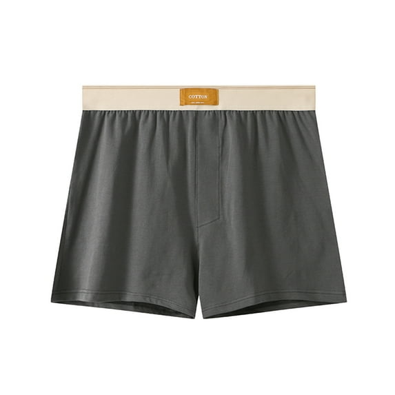 Lovzfmll Men's Boxer Briefs, Summer Soft and Breathable Cotton Underwear with Comfort Waistband Casual Solid Color Elastic Waist Boxers Cotton Home Pants Shorts Dark Gray M