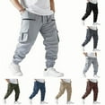 thumbnail image 1 of Lovzfmll Men's Cargo Pants, Loose Casual Joggers Trousers with Oversized Zipper Pockets, Ankle-Length Utility Pants, 1 of 4