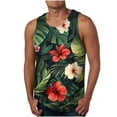 thumbnail image 1 of Lovzfmll Men's Casual Hawaiian Print Pullover Sleeveless Round Neck Summer Sports Tank, Soft Loose Vacation Fitness Muscle Tee Green, L, 1 of 4